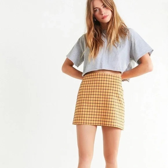 Urban Outfitters UO Gretchen Clueless Yellow Plaid Mini Skirt in Size Small - Picture 1 of 6